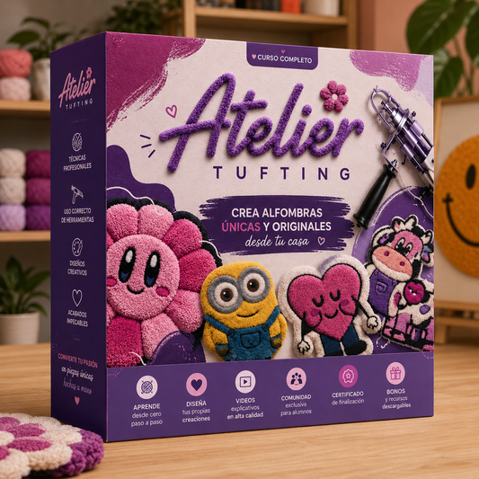 TALLER DE TUFTING CURSO COMPLETO + 6 BONIFICACIONES DE REGALO